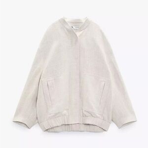 Zara Oversized Linen Bomber Jacket | NWT